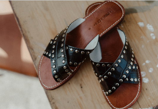 L'authentique noir croco rivé - Black Flamingo Officiel